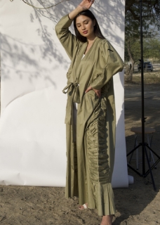 Picture of Olive Green Drape Mermaid Abaya.