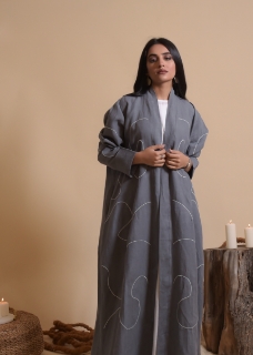 Picture of Grey linen abaya 