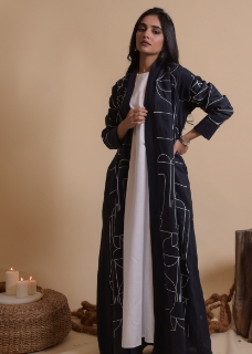 Picture of Dark blue linen abaya 