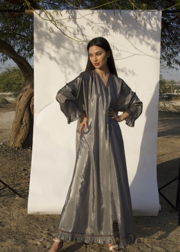 Picture of perforate lace metallic abaya