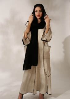 Picture of  Neutral linen abaya