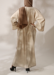 Picture of Neutral linen abaya