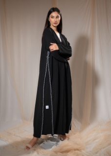 Picture of Threaded Edges Crepe Abaya