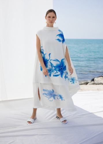 Picture of سماويات - Asymetrical Hand Painted Midi Dress