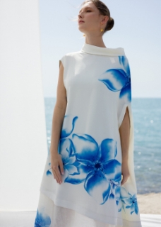 Picture of سماويات - Asymetrical Hand Painted Midi Dress