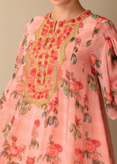 Picture of Floral Baloon Sleeve A cut Maxi Dress