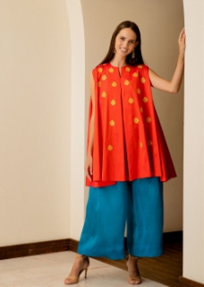 Picture of Raw Silk Top and Silk Organza Pant set