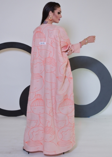 Picture of Peach linen abaya 
