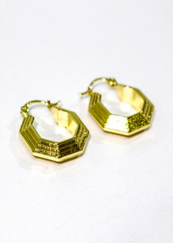 صورة Cara Plated Brass Geod Earrings