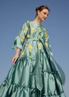 Picture of Tafta Ruffled Mix Dress