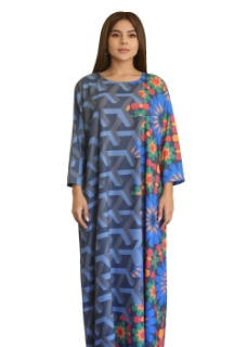 Picture of Blue Geometric Crepe Dress