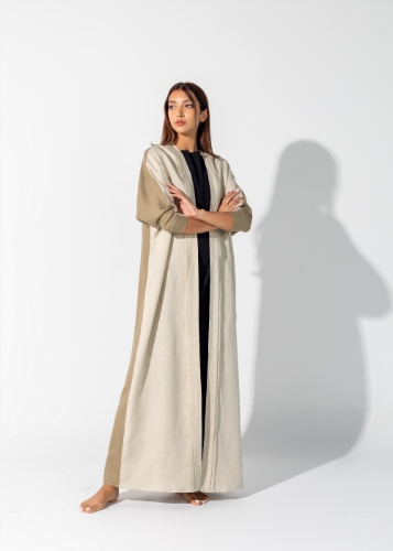 Picture of Two colored linen abaya 