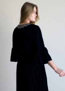 Picture of Navy Blue Velvet Dress With Silver Zary 