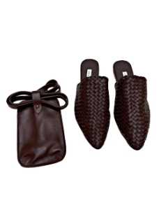 صورة Woven Leather Babouche Slides