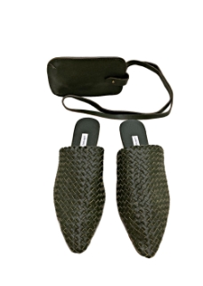 صورة Woven Leather Babouche Slides