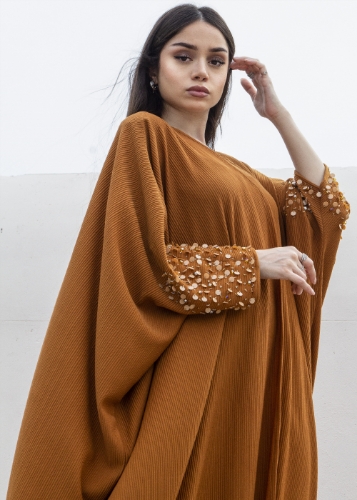 Picture of Burnt Brown with embroidery on the sleeves