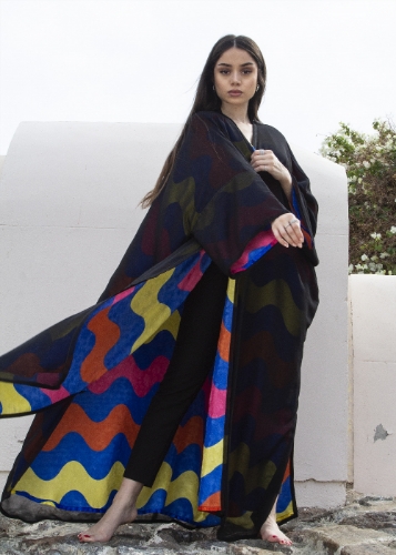 Picture of Chiffon Abaya with a drop of vibrant colors 