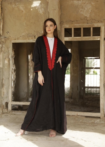 Picture of Linen Moroccan Embroidery Abaya
