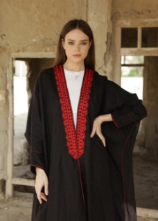 صورة Linen Moroccan Embroidery Abaya