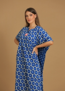 Picture of Double print caftan with step leveled hem.