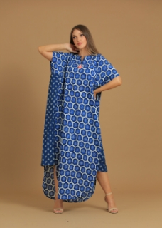 Picture of Double print caftan with step leveled hem.