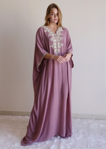 Picture of Elegant Purple Jalabiya with Gold and Silver Zary 