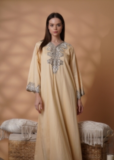 صورة Beige Cotton Jalabiya 