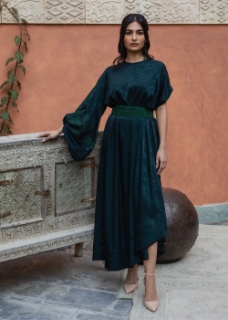 Picture of Asymmetrical Sleeve Midi Dress