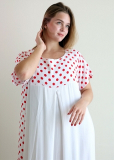 Picture of White with Red Dotted Kaftan