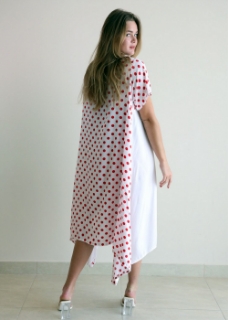 Picture of White with Red Dotted Kaftan