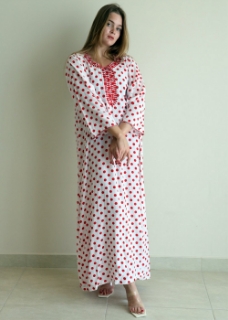 Picture of Red Dotted With Embroidery Jalabiya 