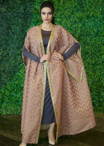 صورة Premium Beaded Embellished Golden Abaya