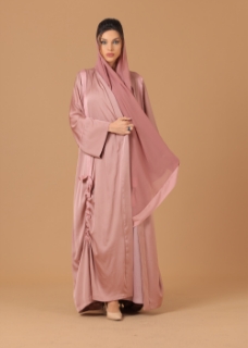 Picture of Pure Silk Peach Ribboned Abaya