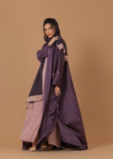 Picture of Pure Silk Purple Ribboned Abaya