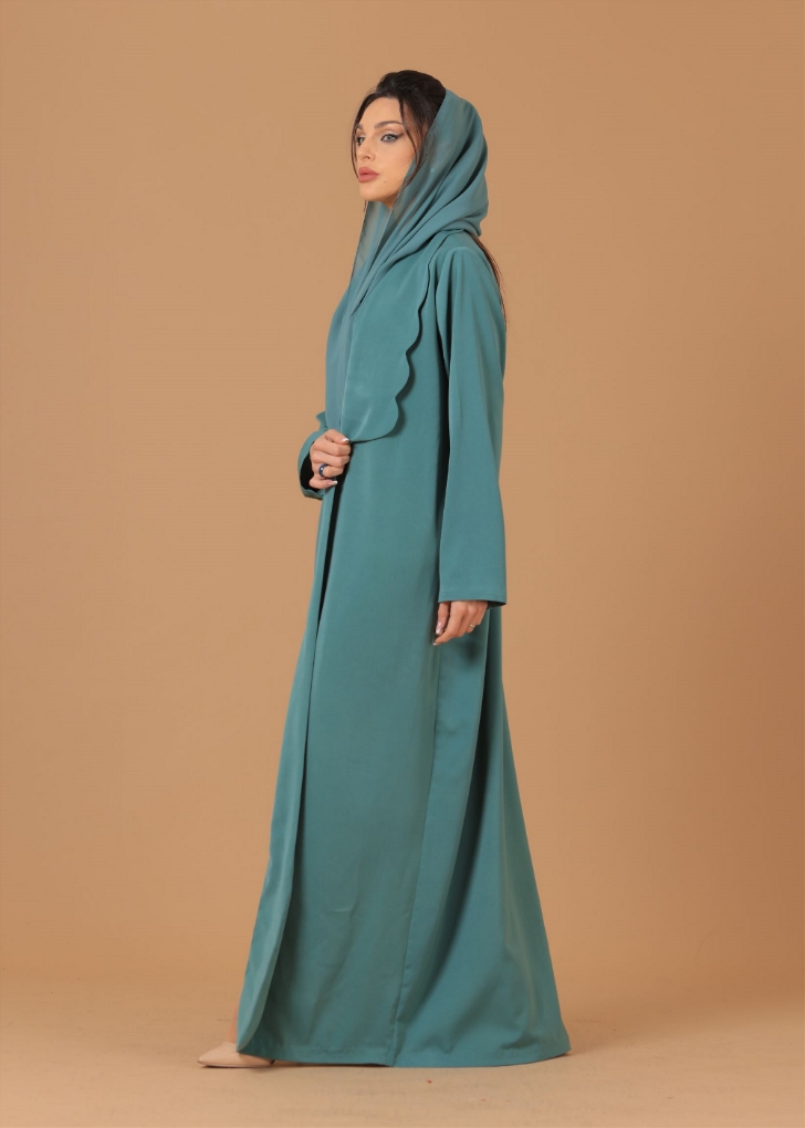 صورة Scalloped Collar Detail Pine Abaya