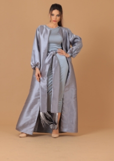 Picture of Silver Grey Twisted Sleeves Abaya