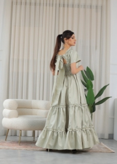 Picture of Mint Tie Back Ruffle Maxi Dress