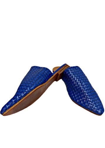 صورة Woven Leather Babouche Azure Slides