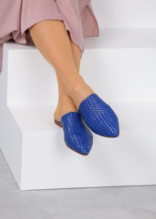 Picture of Woven Leather Babouche Azure Slides