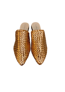 Picture of Woven Leather Babouche Rose Gold Slides